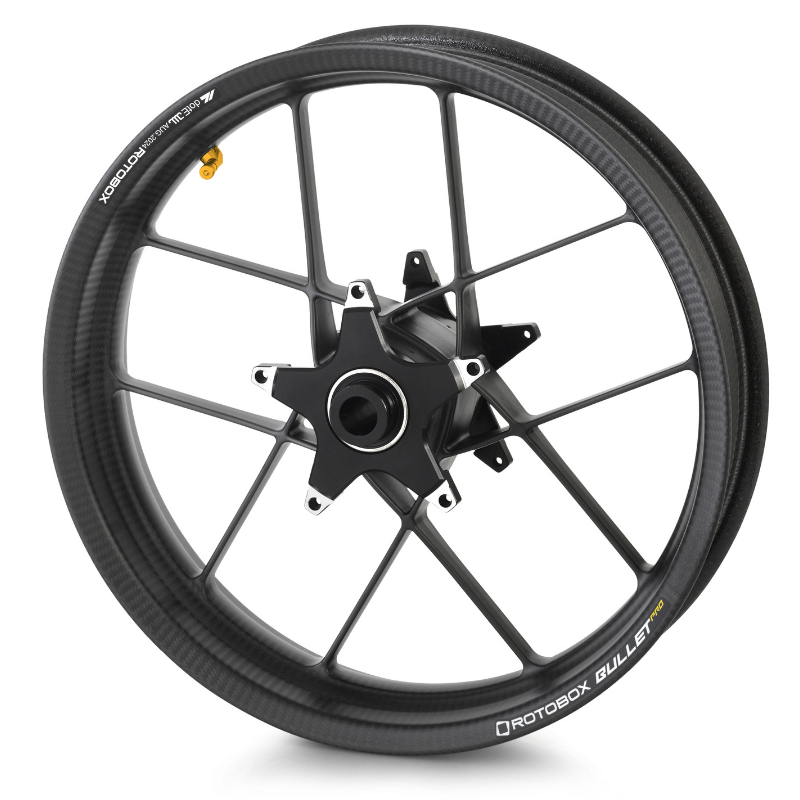 oblique view of rotobox bullet pro front wheel