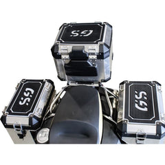 TechSpec PANNIER LID GUARDS, BMW R 1200/1250 GS (2014 - CURRENT), BLACK on GRAY, COMBO KIT, RIGHT, LEFT & TAIL