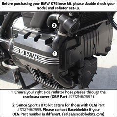 BMW K75 (Internal Crank Hose) 1985-1996 5 Piece Samco Sport OEM Design Hose Kit