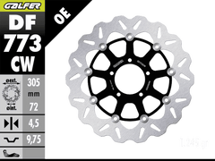 Galfer Ducati 796 Hypermotard Front Brake 305mm Floating Rotor (10-12)