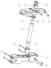 ATTACK PERFORMANCETRIPLE CLAMP KIT, RADIAL OHLINS, 52X58X210, BLACK (REPLACEMENT PARTS)