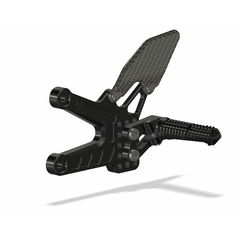 ATTACK PERFORMANCE REAR SET KIT, YAM R6 06- , BLACK (CARBON HEEL GUARDS)