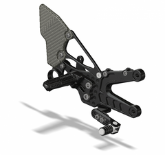 ATTACK PERFORMANCE REAR SET KIT, YAM R6 06- , BLACK (CARBON HEEL GUARDS)