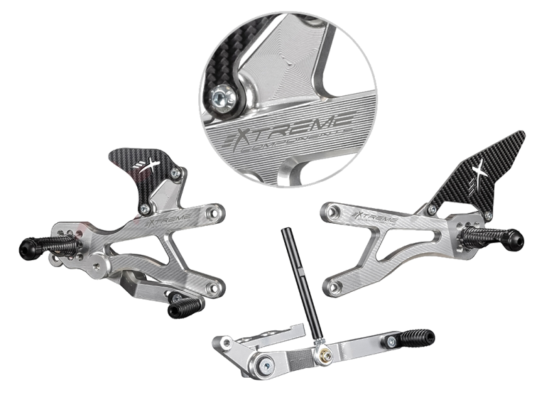Extreme Rearsets 2006-21 Yamaha R6 STD/GP Silver Carbon | HHR