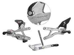 Extreme Components Rearset Yam R6 06-21 STD/GP Silver w carbon heel