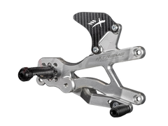 Extreme Components Rearset Yam R6 06-21 STD/GP Silver w carbon heel