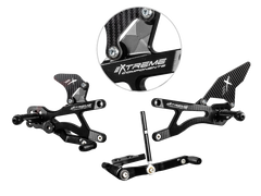 Extreme Components Rearset Yam R6 06-21 STD/GP black w carbon heel