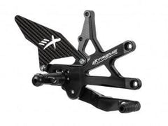 Extreme Components Rearset GSXR 1000 17-21 STD/GP Black w carbon heel
