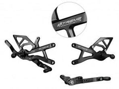 Extreme Components Rearset Yam R1 15-21 STD/GP Black w alum heel