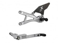 Extreme Components Rearset Yam R1 15-21 STD/GP Silver w carbon heel