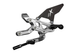 Extreme Components Rearset RSV4 17-20 GP shift Silver with carbon heel