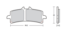 Brembo TT2910HH 7.4mm Sintered Pad Kit for M4, M50, GP4-rs, GP4-rx, .484 Cafe, Shape C