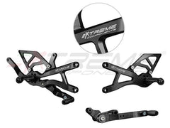 Extreme Components GP EVO Rearsets Kit STD And Reverse Shifting Aluminium Black Heel (FOR AKRAPOVIC RACING FULL SYSTEM) YAMAHA R1 (2020/2022)