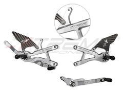 Extreme Components GP EVO Rearsets Kit STD And Reverse Shifting Carbon Fiber Silver Heel (FOR AKRAPOVIC RACING FULL SYSTEM) YAMAHA R1 (2020/2022)