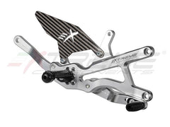 Extreme Components GP EVO Rearsets Kit STD And Reverse Shifting Carbon Fiber Silver Heel (FOR AKRAPOVIC RACING FULL SYSTEM) YAMAHA R1 (2020/2022)