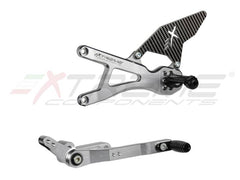 Extreme Components GP EVO Rearsets Kit STD And Reverse Shifting Carbon Fiber Silver Heel (FOR AKRAPOVIC RACING FULL SYSTEM) YAMAHA R1 (2020/2022)