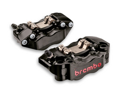 Brembo Caliper Set, P4 30/34mm, GP4-RB 2-Pin, Billet 2-Piece, 108mm Radial Mount, Hard-Anodized Black