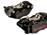 Brembo Caliper Set, P4 30/34mm, GP4-RB, 2-Pin, Billet 2-Piece, 100mm Radial Mount, Hard-Anodized Black