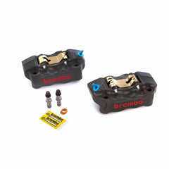 Brembo Caliper Set, P4 30/34mm, GP4-RB, 2-Pin, Billet 2-Piece, 100mm Radial Mount, Hard-Anodized Black