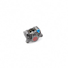 Brembo Caliper, P2 34G, 7.4mm Organic, Left Side Bleeder, Cast 2-Piece, 84mm Axial Mount, Rear, Titanium w/ Painted Red Logo