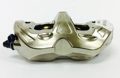 Brembo Caliper, Left, P4 30/34mm, EVO Low Drag, without Pads 07B366E3/E4, Billet Monobloc, 108mm Radial Mount, for use w/ Narrow Band Disc, Front, Nickel