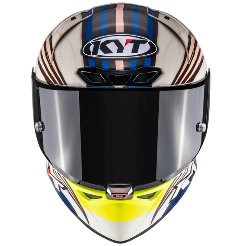 KYT KX1 John McGuiness replica helmet head on