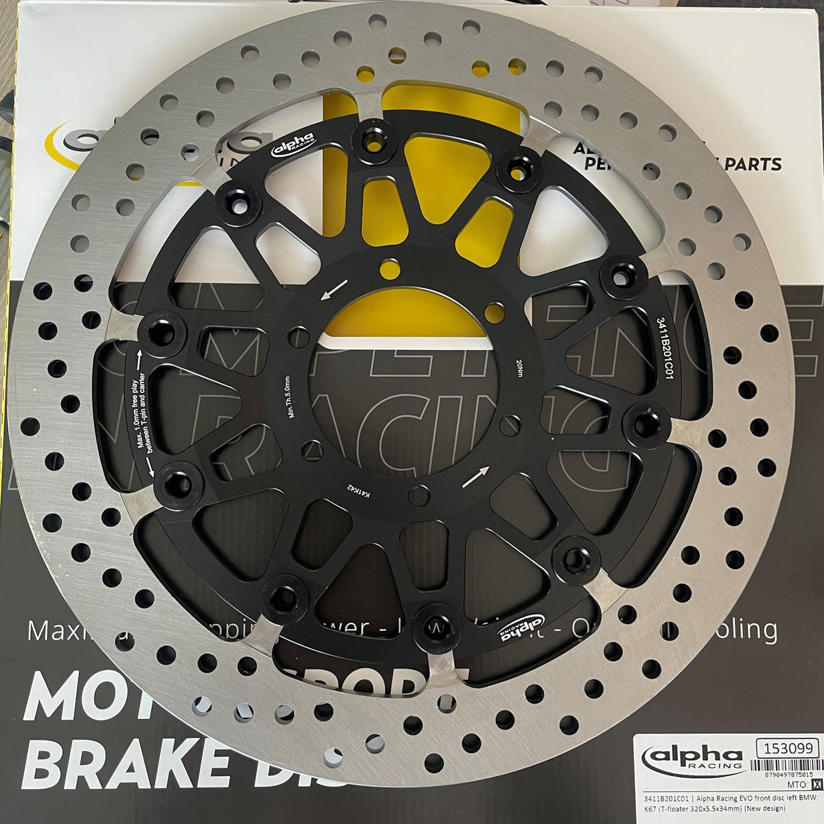 Alpha Racing Brake disc 320 x 5,5 EVO, left BMW S1000RR K67 and K66 BMW M1000RR