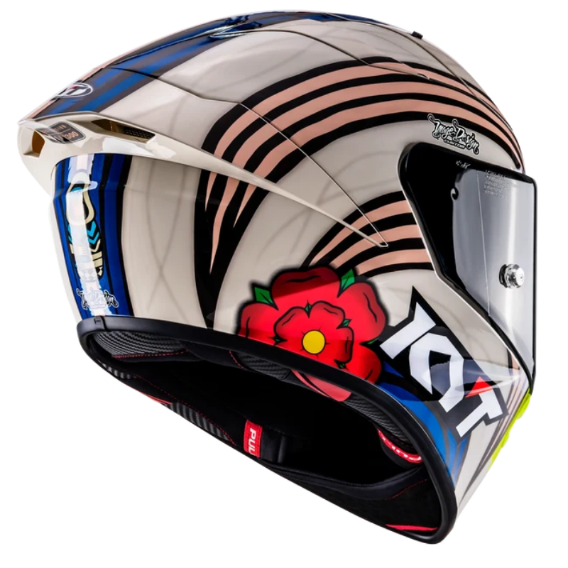 KYT KX1 John McGuiness replica helmet rear and side view
