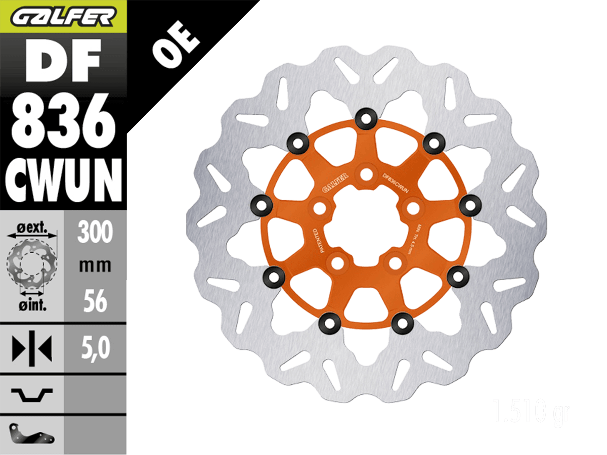 Galfer Harley Davidson Soft Tail Rear Brake Billet Floating Rotor (Orange) (15-19)