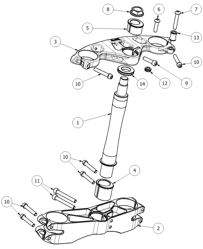 ATTACK PERFORMANCE TRIPLE CLAMP KIT, GP, ZX-10 16 - (REPLACEMENT PARTS)
