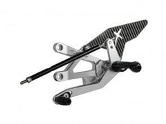 Extreme Components Rearset RSV4 09-16 GP shift Silver with carbon heel