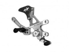 Extreme Components Rearset RSV4 09-16 GP shift Silver with carbon heel
