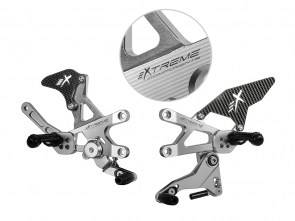 Extreme Components Rearset RSV4 09-16 STD shift Silver w carbon heel