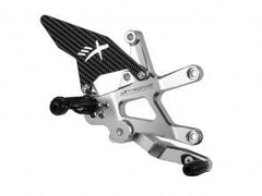 Extreme Components rearsets ZX10R 16-21 STD Shift Silver w carbon heel