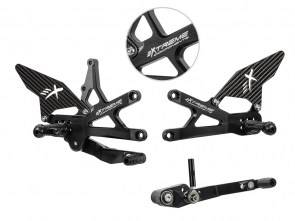 Extreme Components Rearset GSXR 1000 17-21 STD/GP Black w carbon heel