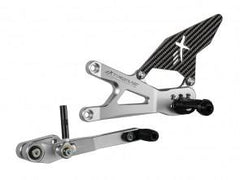 Extreme Components Rearset GSXR 1000 17-21 STD/GP Silver w carbon heel