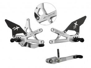 Extreme Components Rearset GSXR 1000 17-21 STD/GP Silver w carbon heel