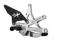 Extreme Components Rearset GSXR 1000 17-21 STD/GP Silver w carbon heel