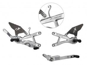 Extreme Components Rearset Yam R1 15-21 STD/GP Silver w carbon heel