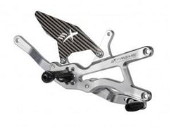 Extreme Components Rearset Yam R1 15-21 STD/GP Silver w carbon heel