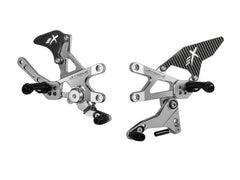 Extreme Components Rearset RSV4 17-20 STD shift Silver w carbon heel