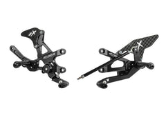 Extreme Components Rearsets RSV4 09-16 GP shift black with carbon heel