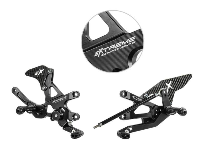 Extreme Components Rearsets RSV4 09-16 GP shift black with carbon heel