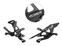 Extreme Components Rearsets RSV4 09-16 GP shift black with carbon heel