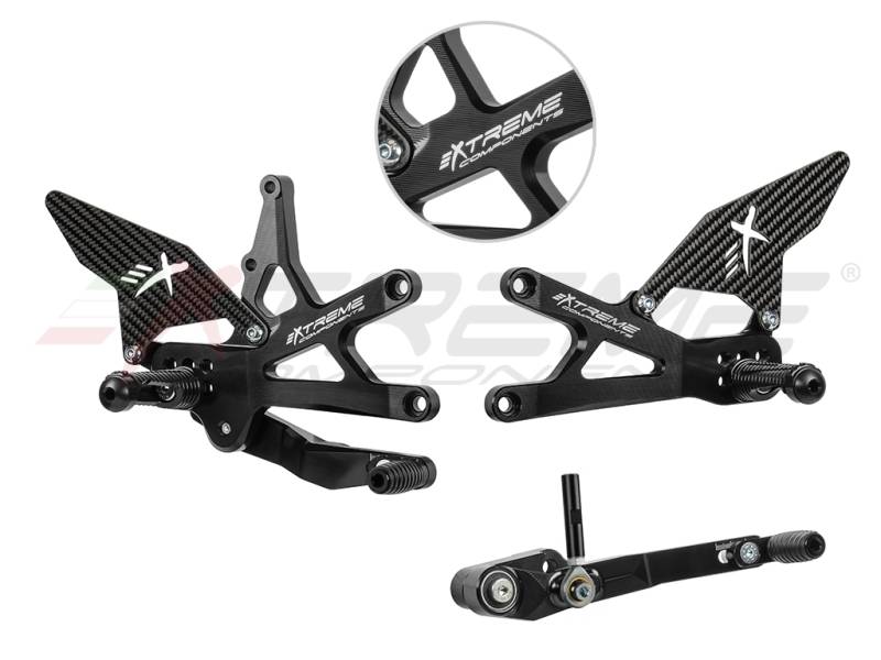 Extreme Components GP EVO Rearsets Kit STD And Reverse Shifting Carbon Fiber Black Heel (SHIFT ROD FOR QUICKSHIFTER)  SUZUKI GSXR 1000 (2017/2022)
