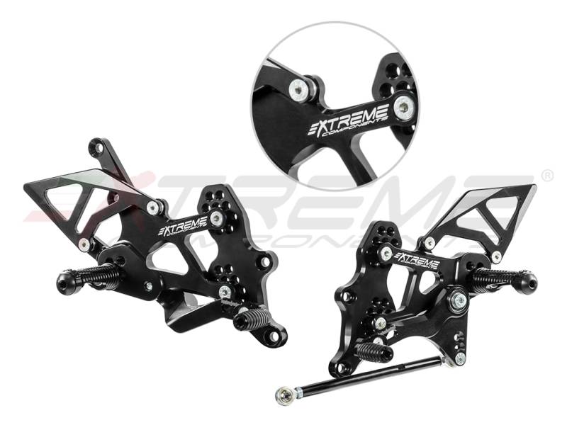 Extreme Components GP EVO Rearsets Kit STD And Reverse Shifting  Aluminium Black Heel (SHIFT ROD FOR QUICKSHIFTER) YAMAHA R3 (2015/2022)