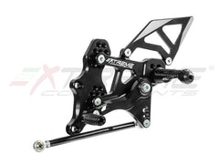 Extreme Components GP EVO Rearsets Kit STD And Reverse Shifting  Aluminium Black Heel (SHIFT ROD FOR QUICKSHIFTER) YAMAHA R3 (2015/2022)