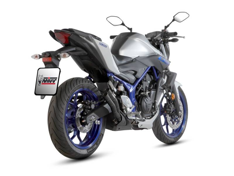 MIVV Slip-on Double Gun Black Stainless Steel Exhaust For YAMAHA MT-03 2016 - 2022