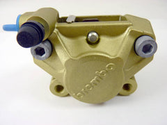 Brembo Caliper, P2 32G w/ Sintered Pads Shape S, Cast 2-Piece, 84mm Axial Mount, Left, Rear, Gold