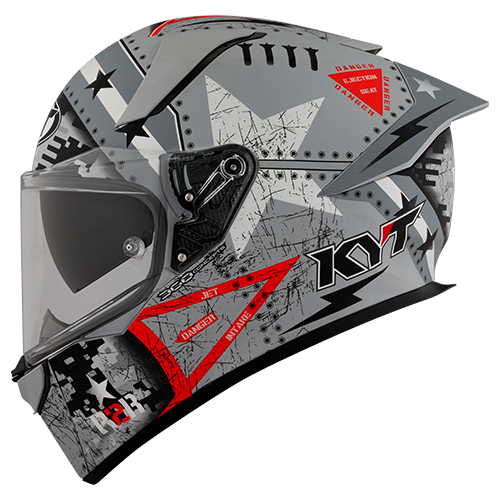 KYT R2R Graphic Helmet - Assault Matte Silver